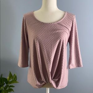 W5 Lilac Purple Raised Polka-Dot 3/4 Sleeve Top
